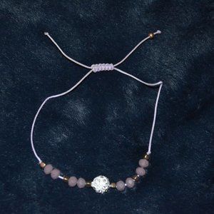 Handmade Whimsical Bracelet Glass/Acrylic Beads on Cord tied adjusting